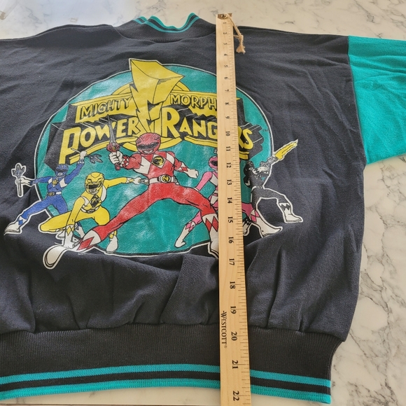 Vintage Mighty Morphin Power Rangers Letterman Sweater Jacket Snap Front 90s NEW - Picture 8 of 11